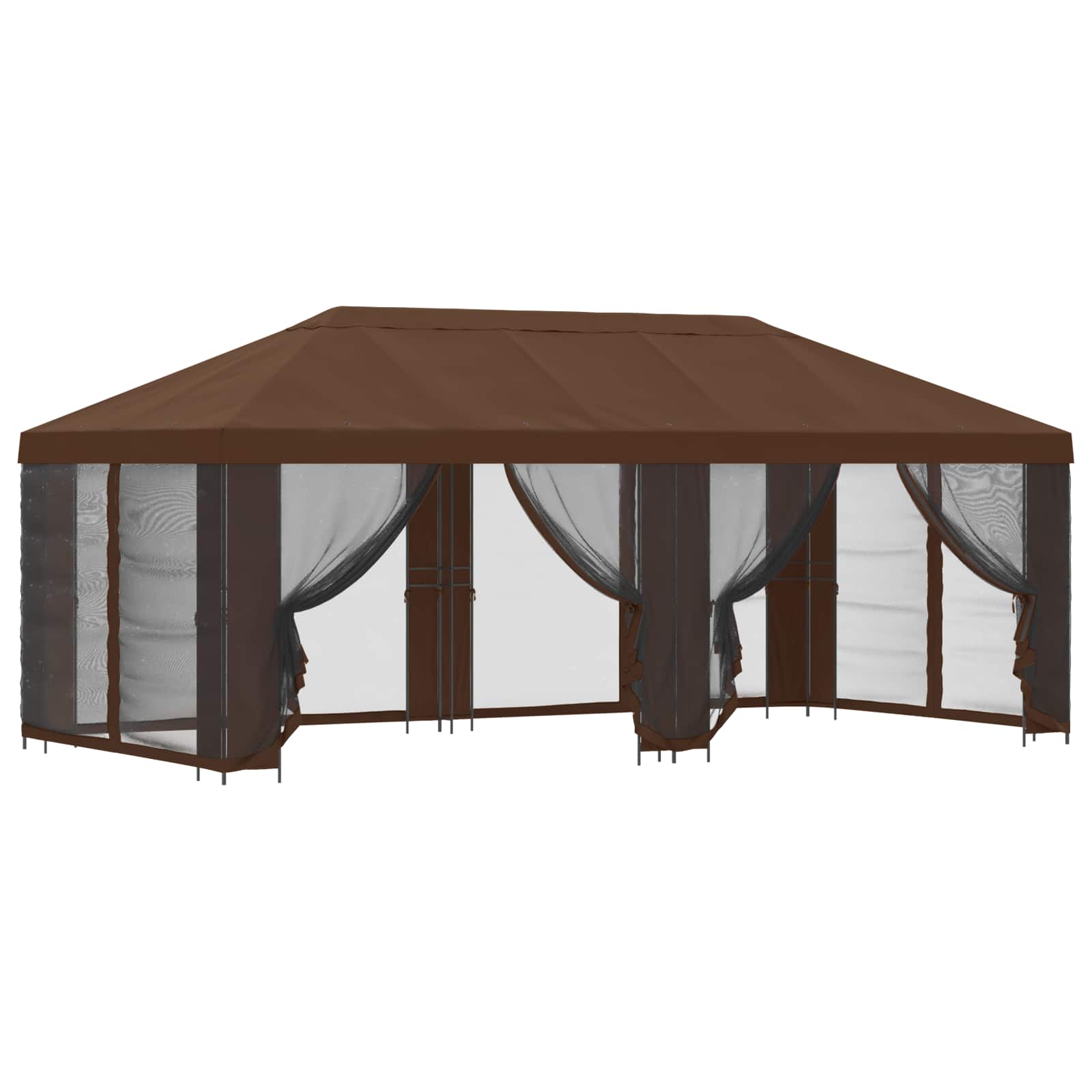 Pavillon mit Seitenwänden 6 x 3 m Beige Polyester und Stahl 190