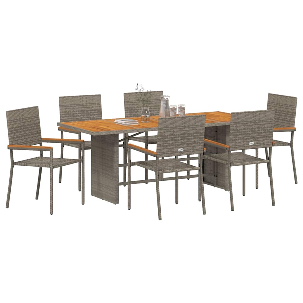 Garten Essgruppe 7 pcs Schwarz Poly-Rattan