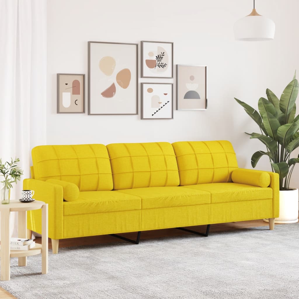 2-Sitzer-Sofa mit Zierkissen Braun 120 cm Stoff