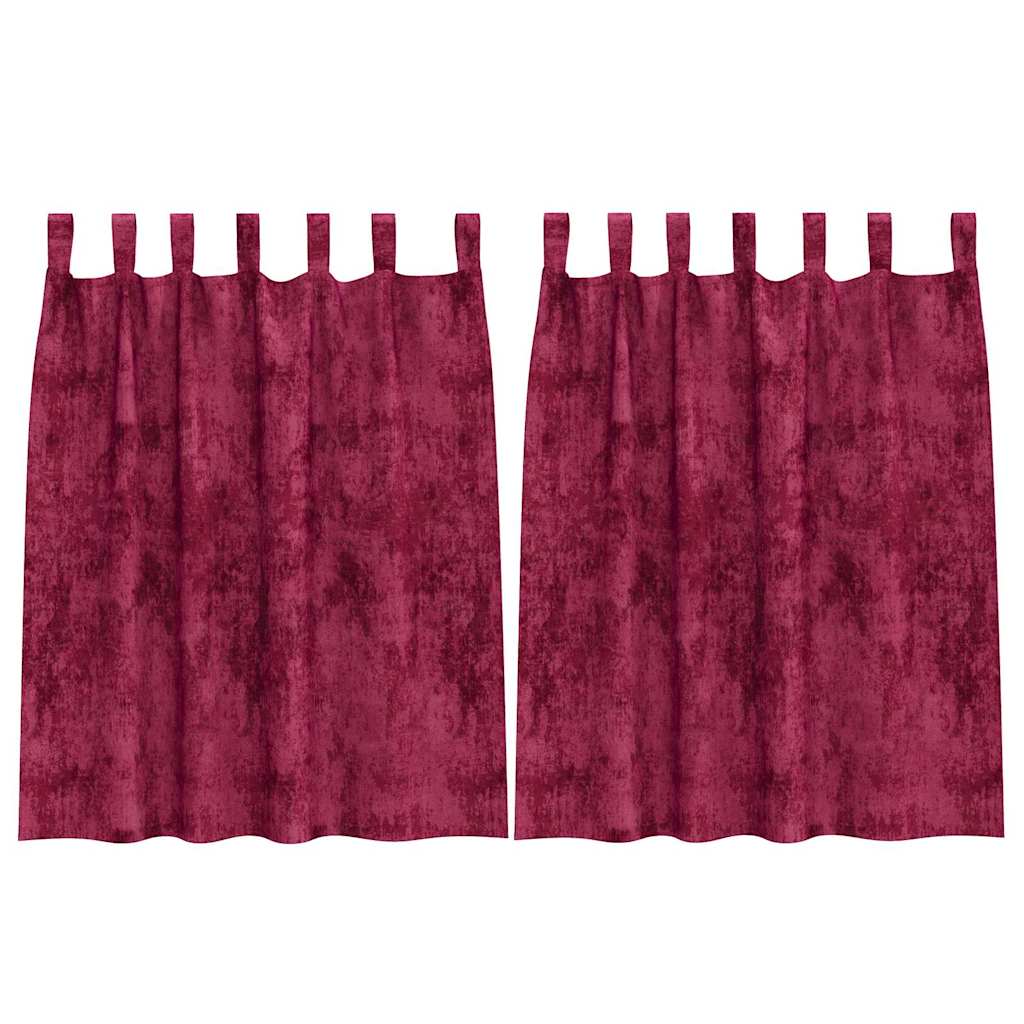 Samtvorhänge mit Vorhängen 2 pcs Weinrot 140 x 140 cm Samt