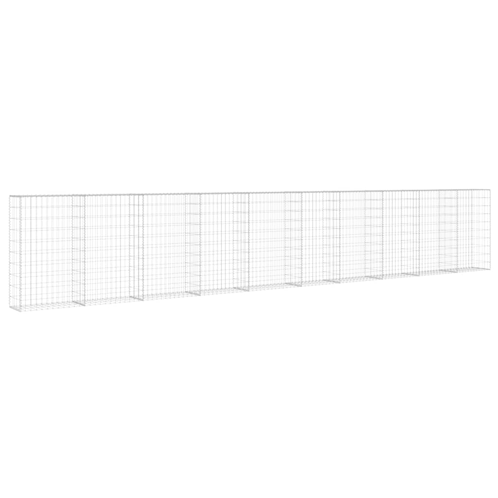 Gabionenwand mit Abdeckung Verzinkter Stahl 20×20×100 cm