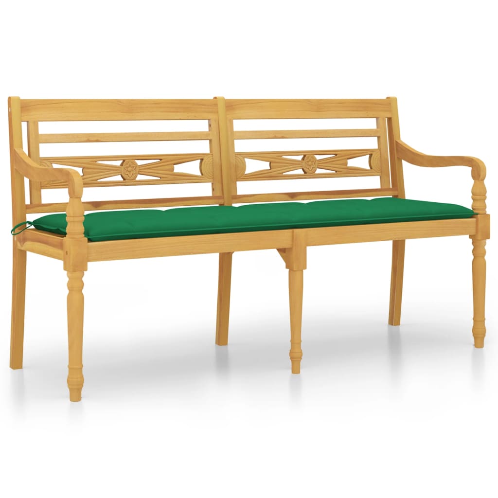 Batavia-Bank mit Anthrazit Kissen 150 cm Massivholz Teak