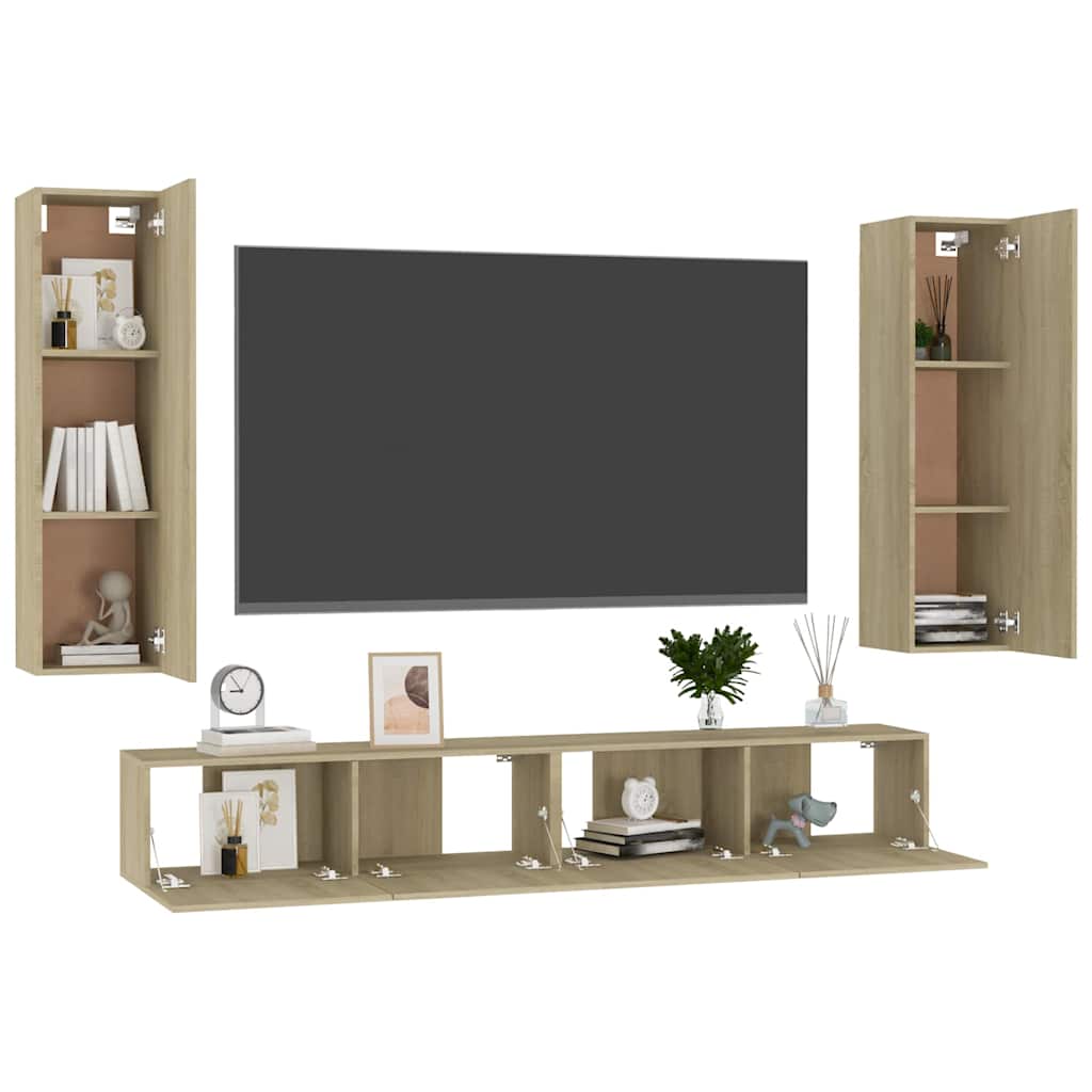 4-tlg. TV-Schrank-Set Weiß Holzwerkstoff