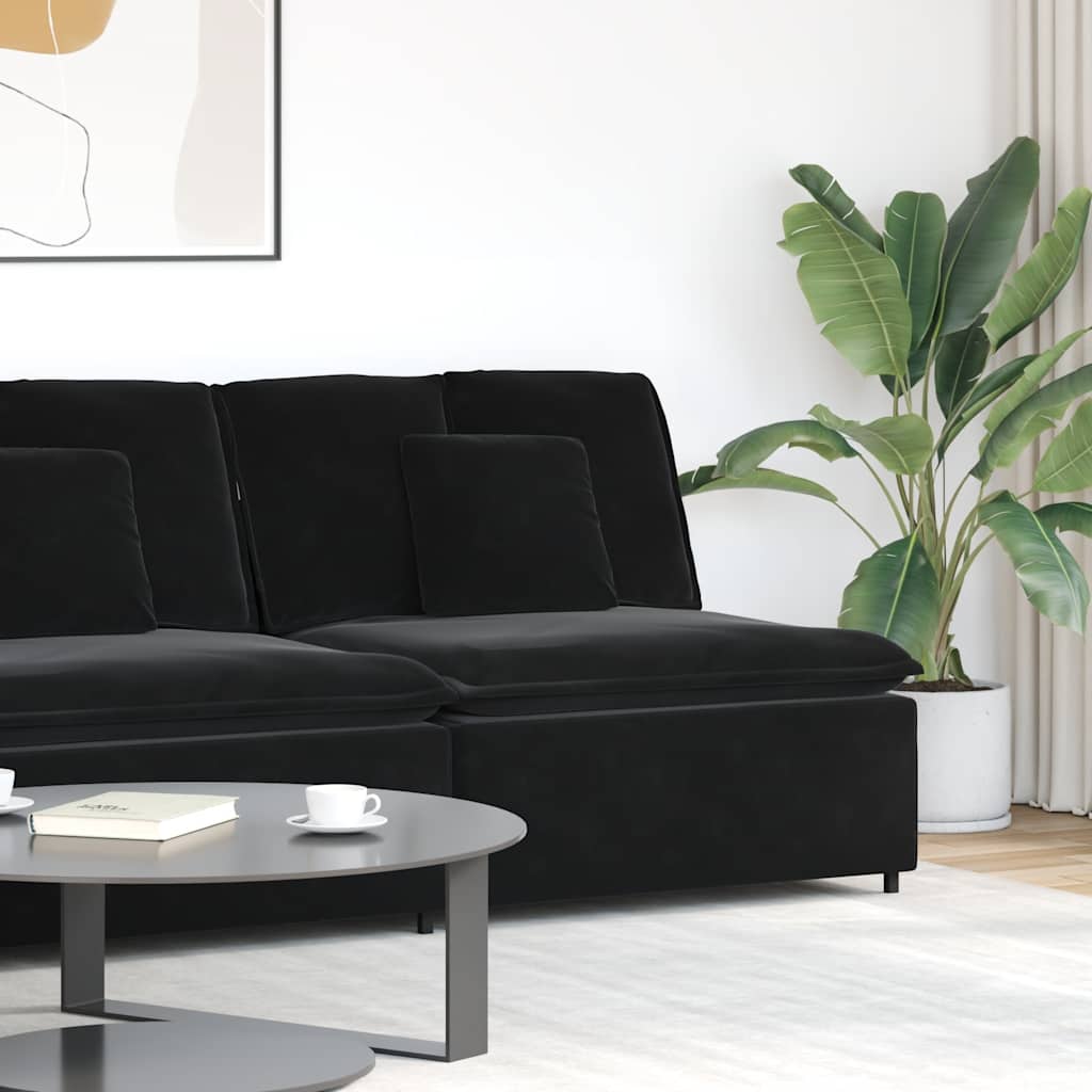 Modulares Sofa Endmodul mit Armlehne Kissen Blau 100 cm