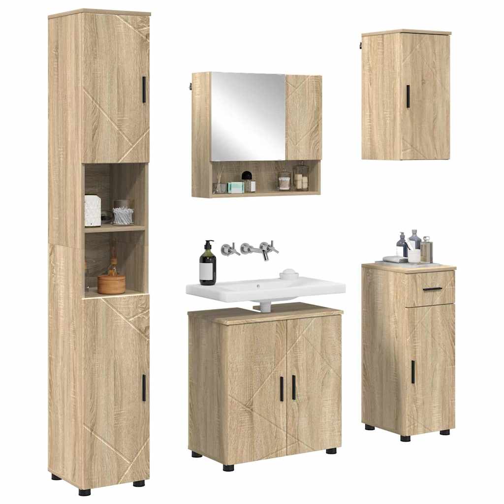 Badezimmermöbel-Set mit Tür 5 pcs Weiß Holzwerkstoff & Metall