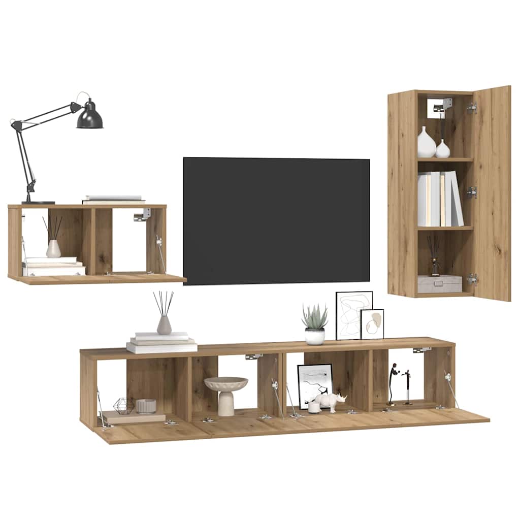4-tlg. TV-Schrank-Set Weiß Holzwerkstoff