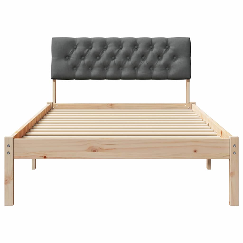 Bettgestell Braun und hellgrau 200 x 200 cm Massivholz Kiefer