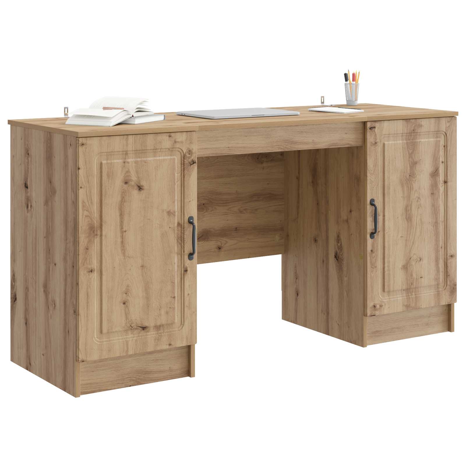 Schreibtisch mit Regal Schwarz 142,5 x 50 x 75 cm Holzwerkstoff
