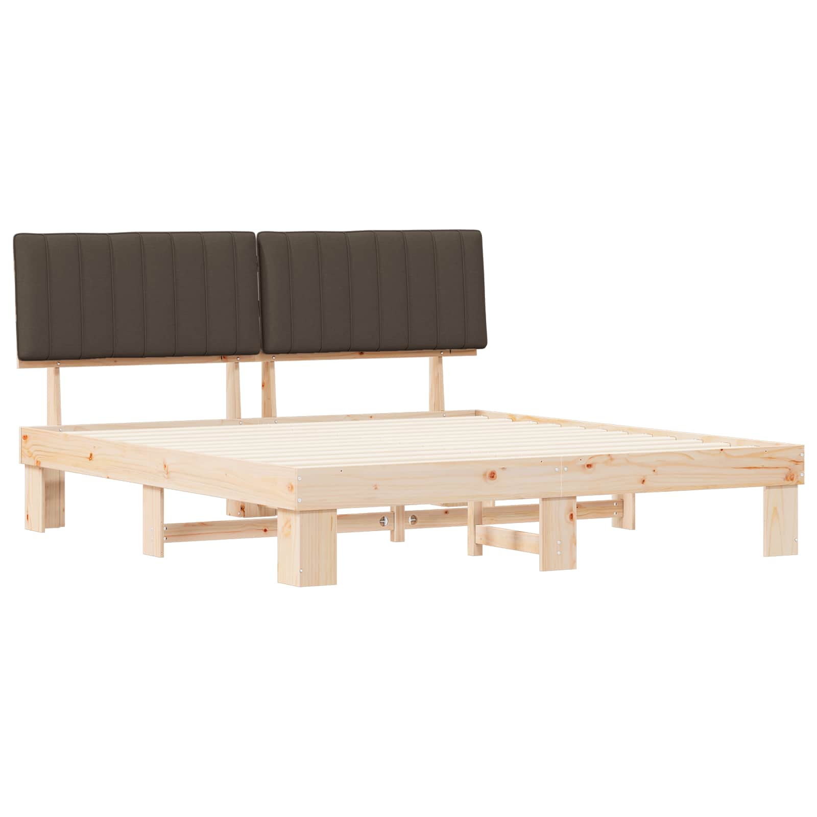 Bettgestell mit gepolstertem Kopfteil Hellgrau 200 x 200 cm