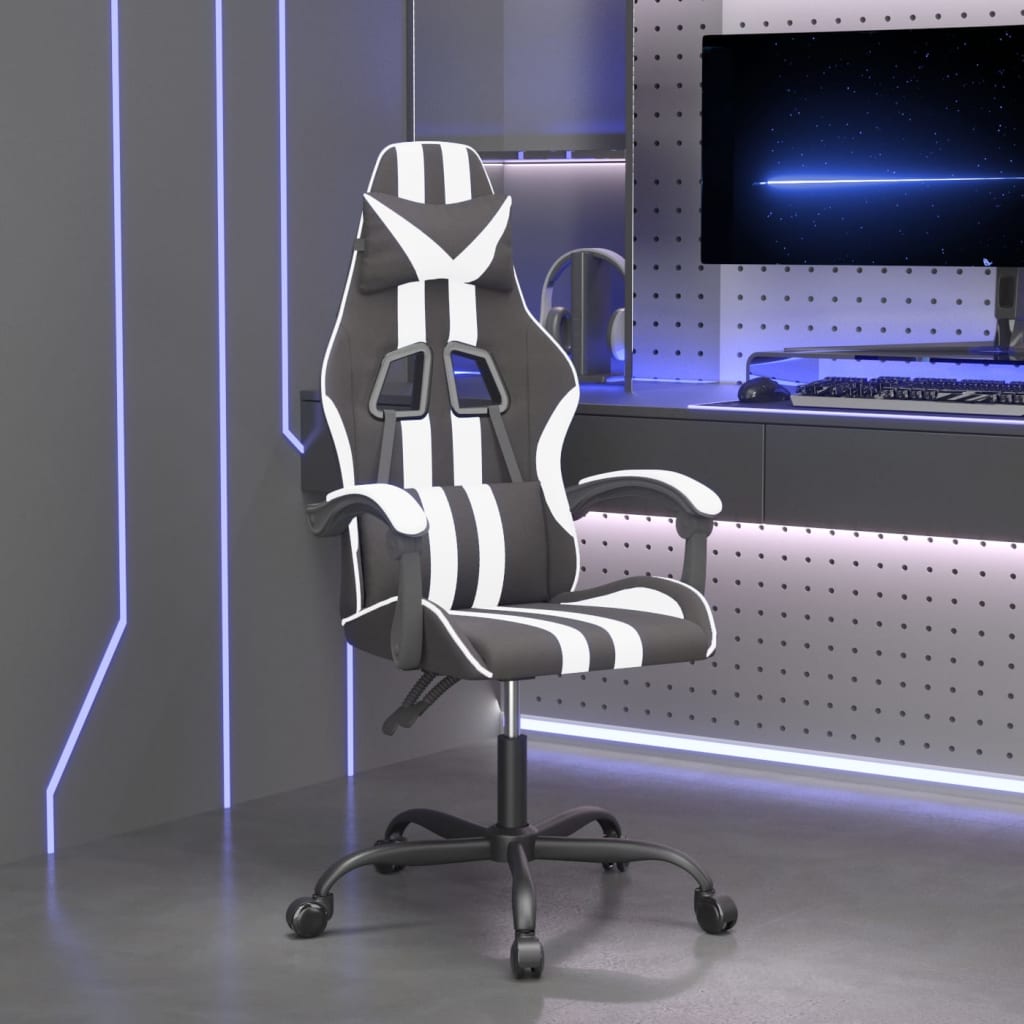 Gaming-Stuhl Drehbar Schwarz und Blau Kunstleder