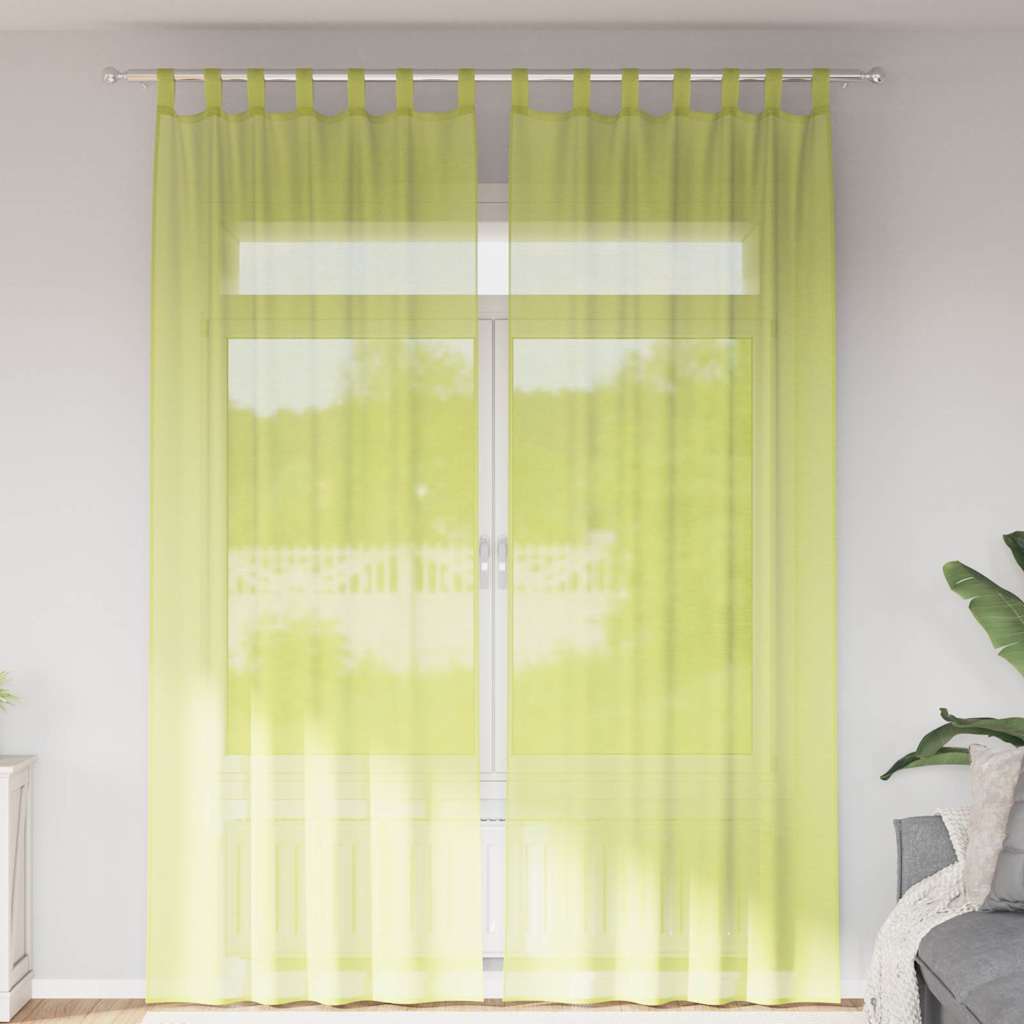 Voile Vorhänge mit Ösen 2 Stk. Apfelgrün 140x140 cm