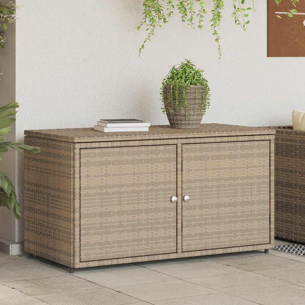 Gartenschrank Schwarz 110x55x60,5 cm Poly Rattan