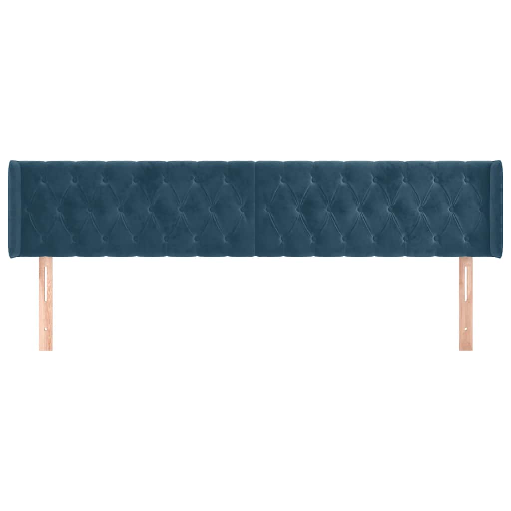 Kopfteil mit Ohren Dunkelblau 93x16x78/88 cm Samt