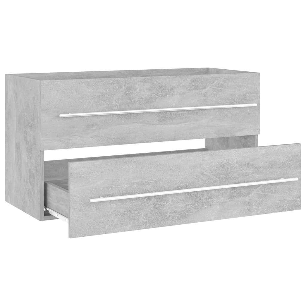 2-tlg. Badmöbel-Set Grau Holzwerkstoff