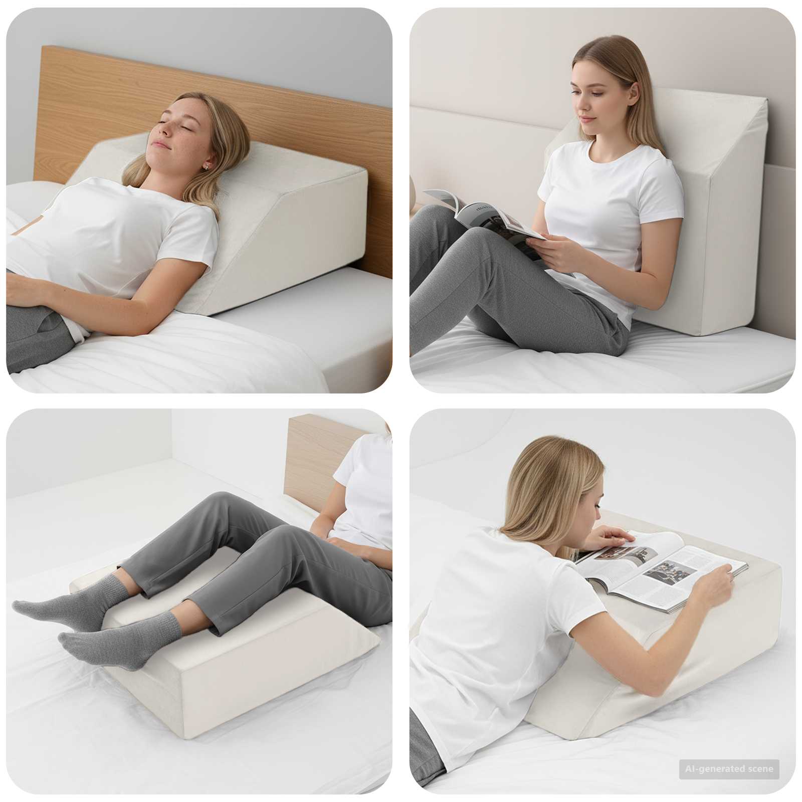 Beinkissen Uni Weiß 63 x 52 x 19,5 cm PU-Schaum