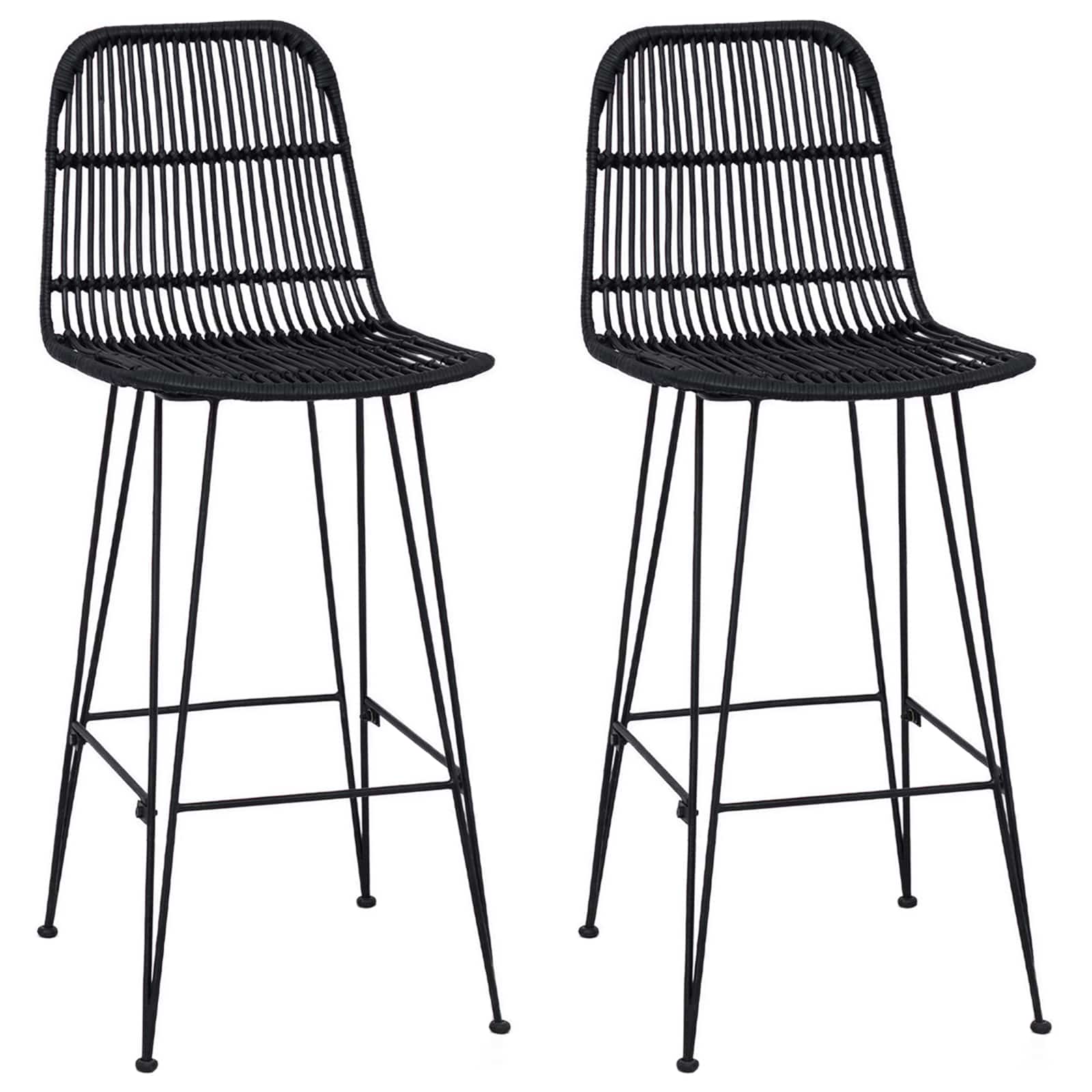 Barhocker 2 pcs Natur 44 x 55 x 109 cm Rattan und Stahl