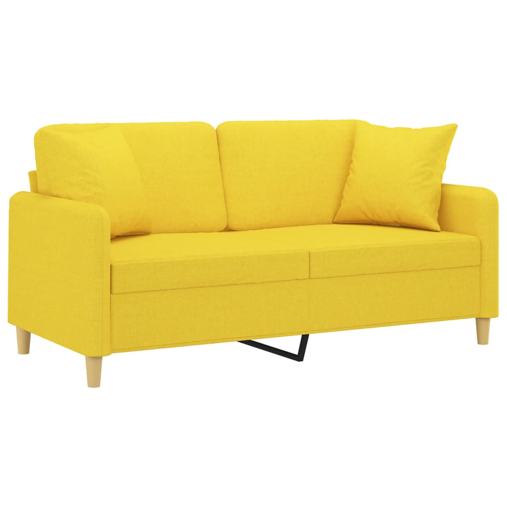 2-Sitzer-Sofa mit Zierkissen Braun 120 cm Stoff