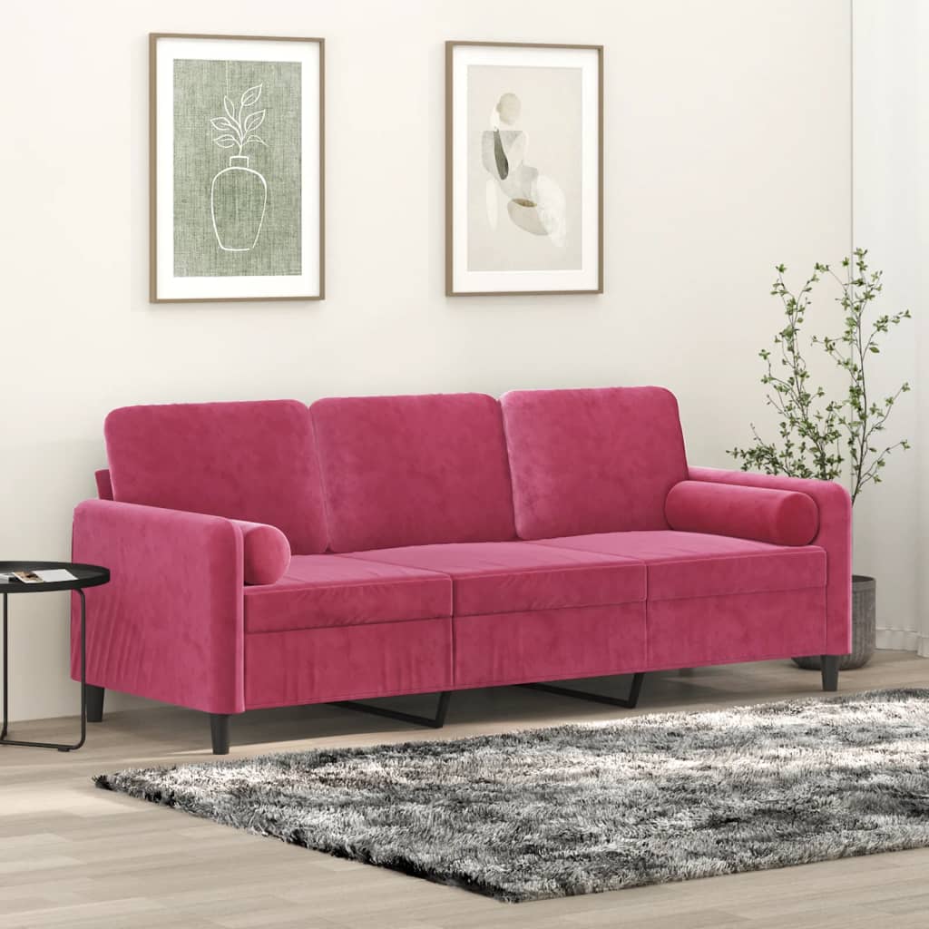 2-Sitzer-Sofa mit Zierkissen Dunkelgrün 120 cm Samt
