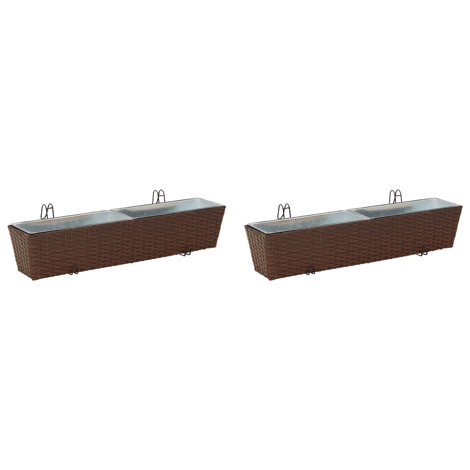 Balkon 2 pcs Schwarz 50 x 17 x 17 cm Metall