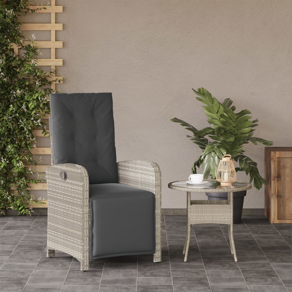 Gartensessel mit Fußteil Verstellbar Schwarz Poly Rattan