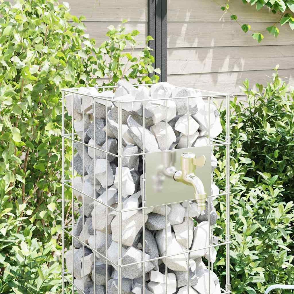 Gabionen Wasserhahn Silber 26 x 25 x 50 cm Edelstahl