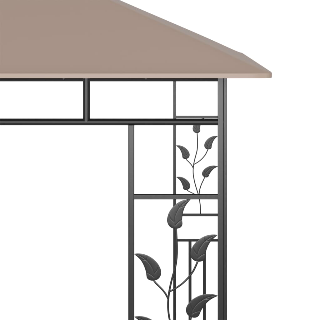 Pavillon mit Moskitonetz & LED-Lichterkette 3x3x2,73m Cremeweiß