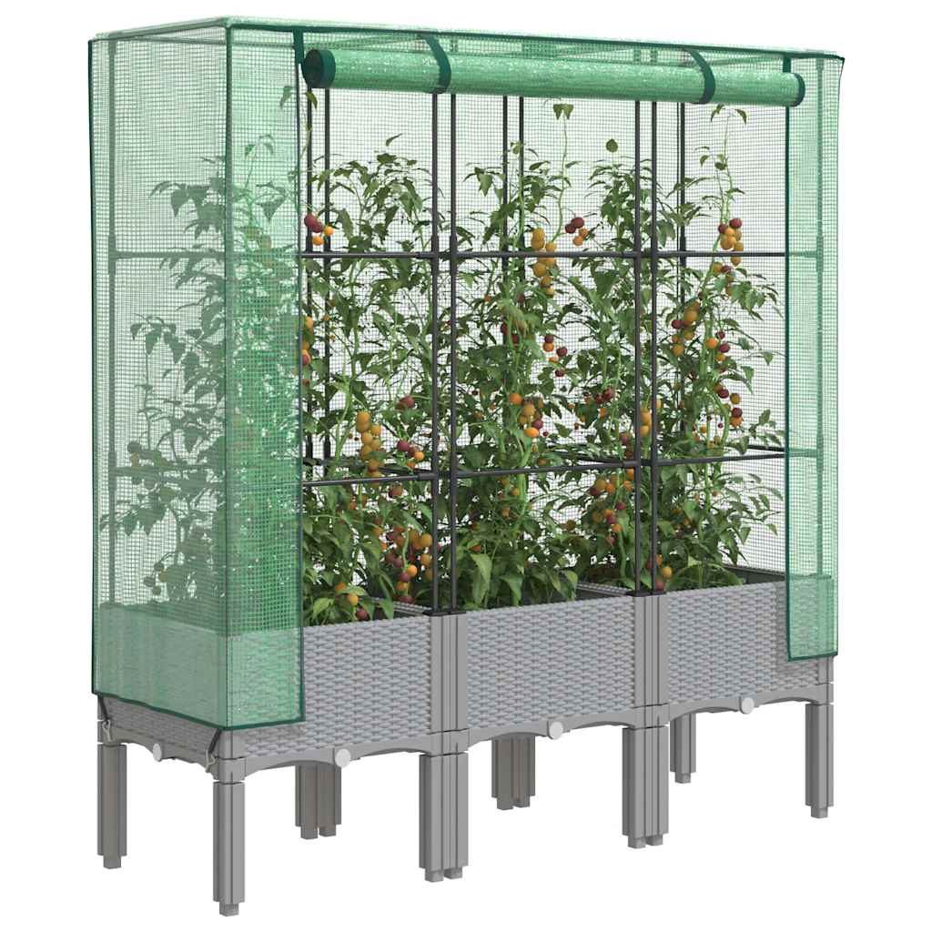 Hochbeet mit Gewächshaus-Aufsatz Rattan-Optik 40x40x140 cm
