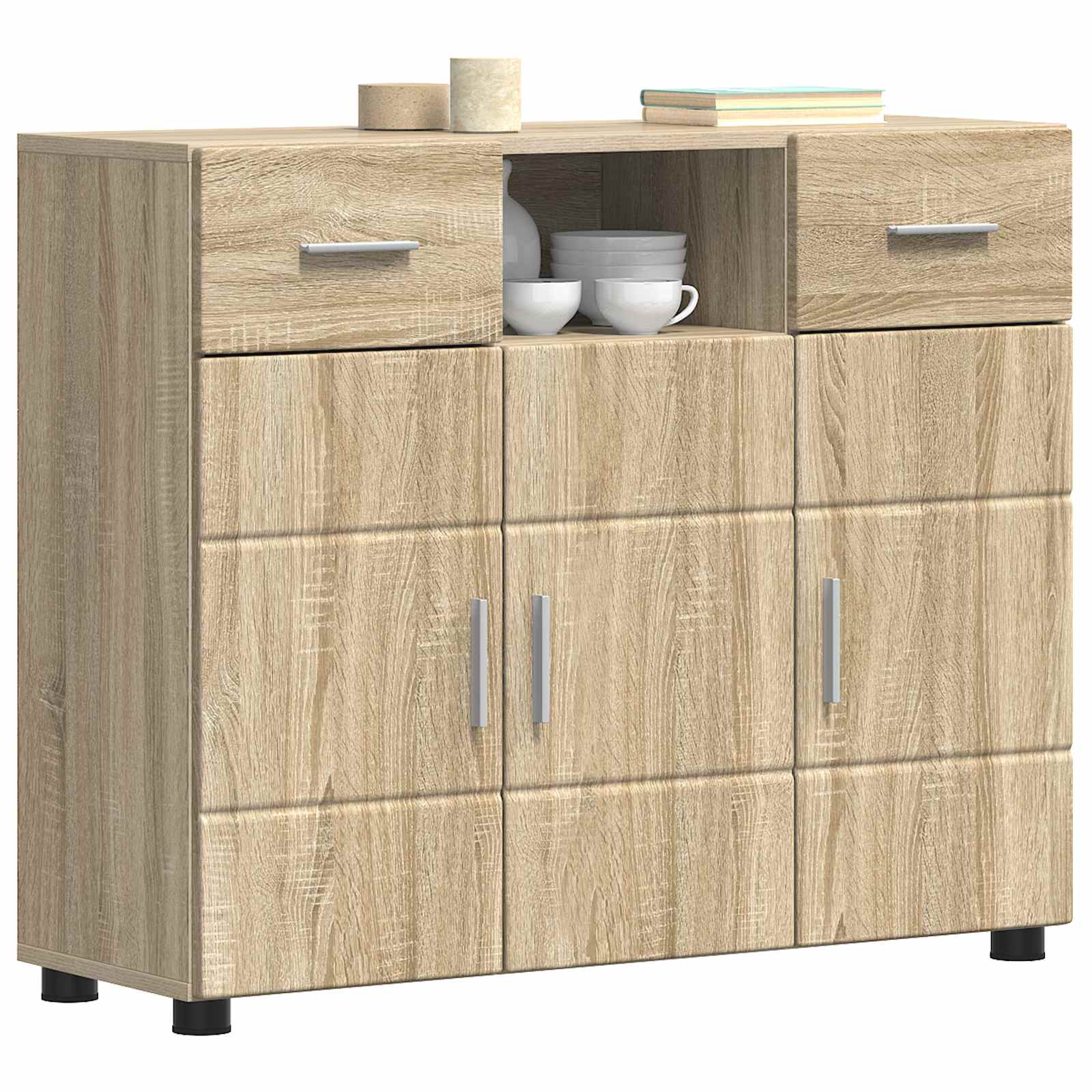Highboard mit Regal FLORIN Weiß 60 x 35 x 182 cm Holzwerkstoff