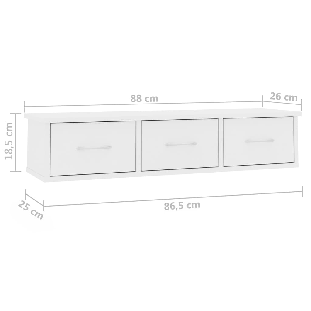 Wand-Schubladenregal Weiß 60x26x18,5 cm Holzwerkstoff