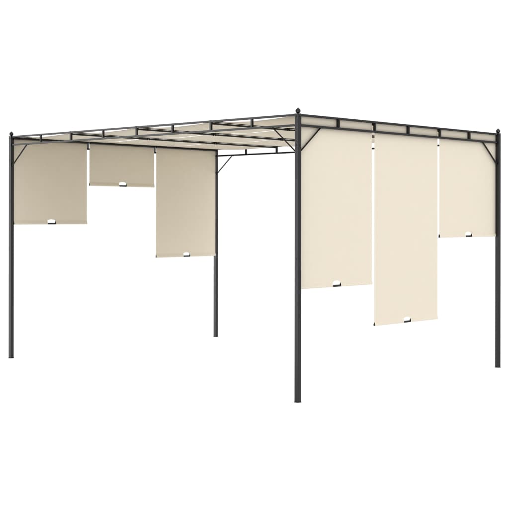 Pavillon 4 x 3 x 2,3 m Grün Polyester und Stahl