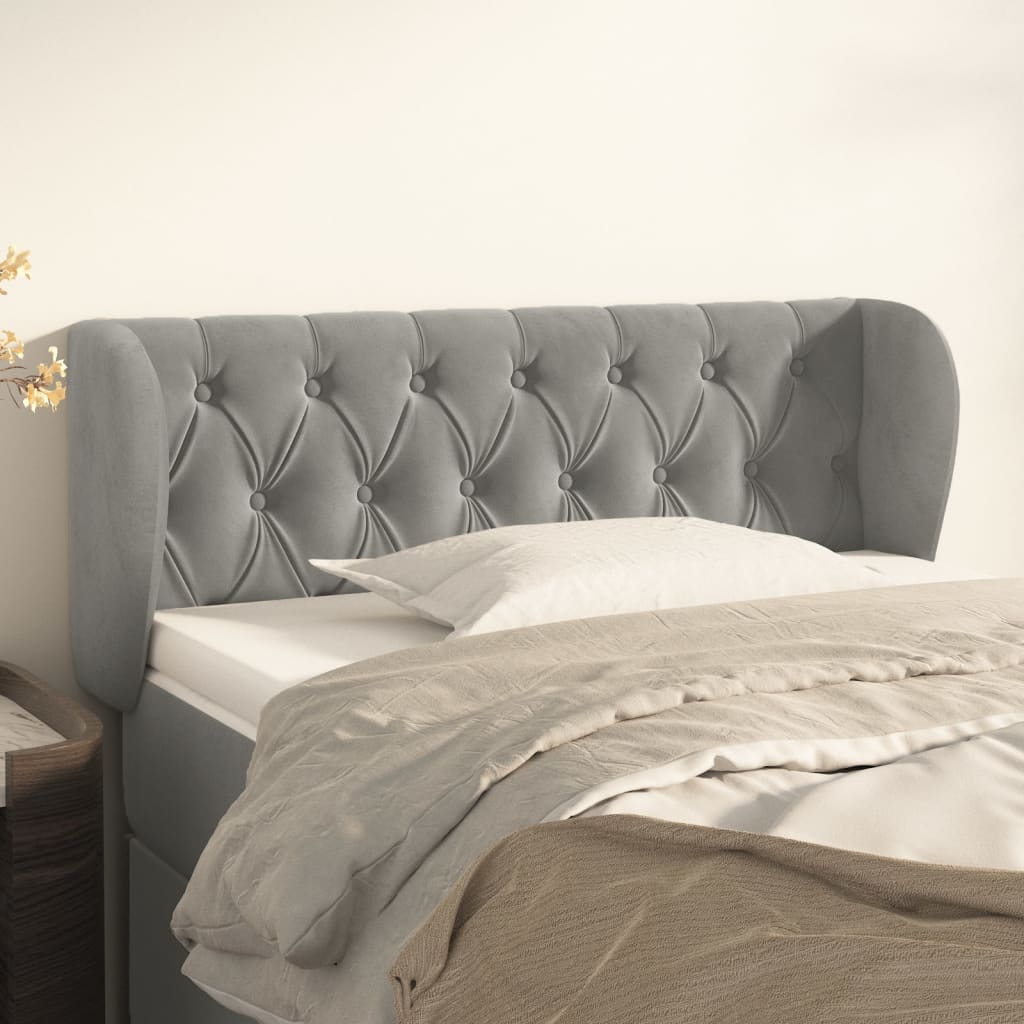 Kopfteil mit Ohren Dunkelblau 93x23x78/88 cm Samt