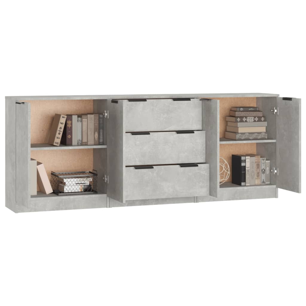 3-tlg. Sideboards Weiß Holzwerkstoff