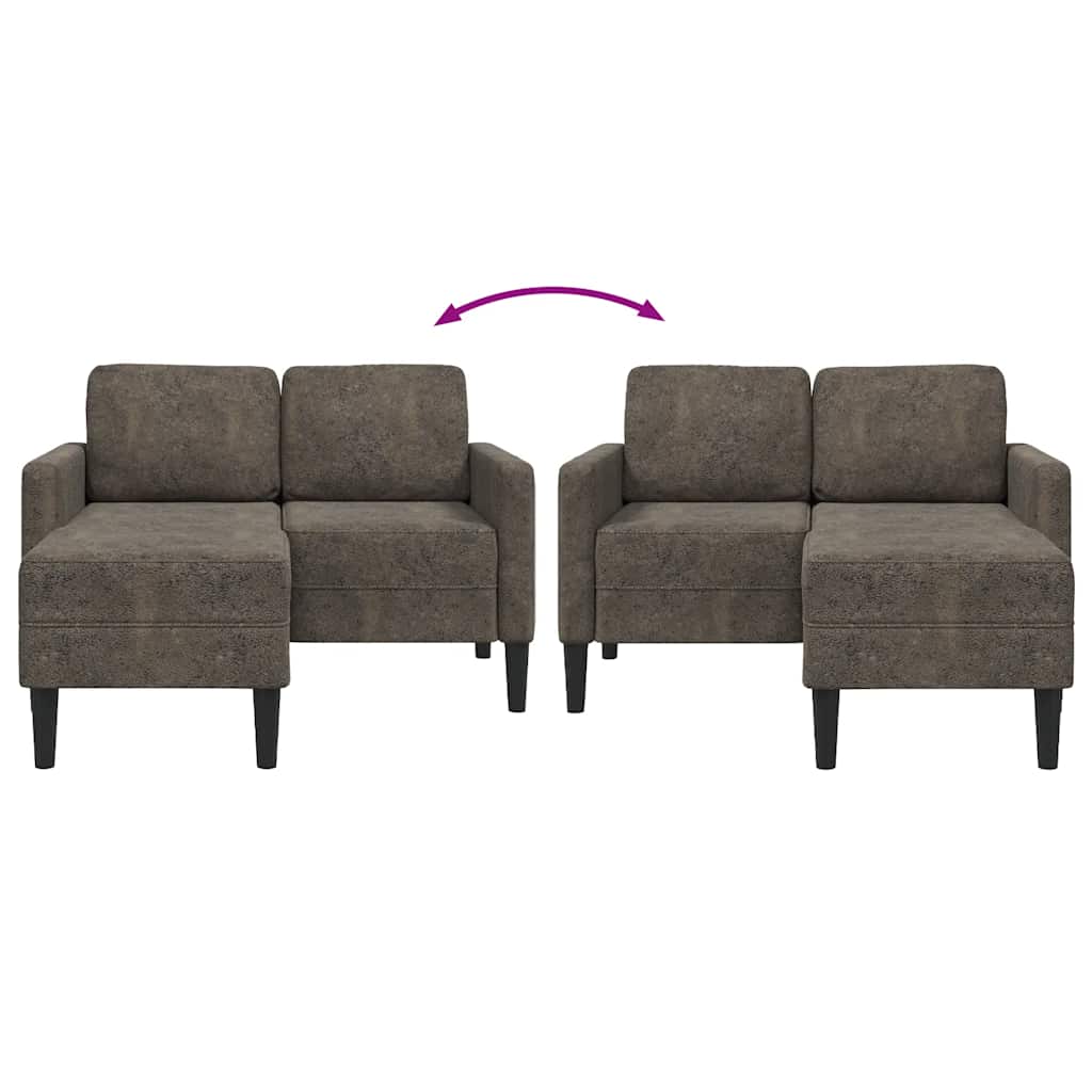 2-Sitzer-Sofa mit Chaiselongue L-Form Braun 125 cm Kunstleder