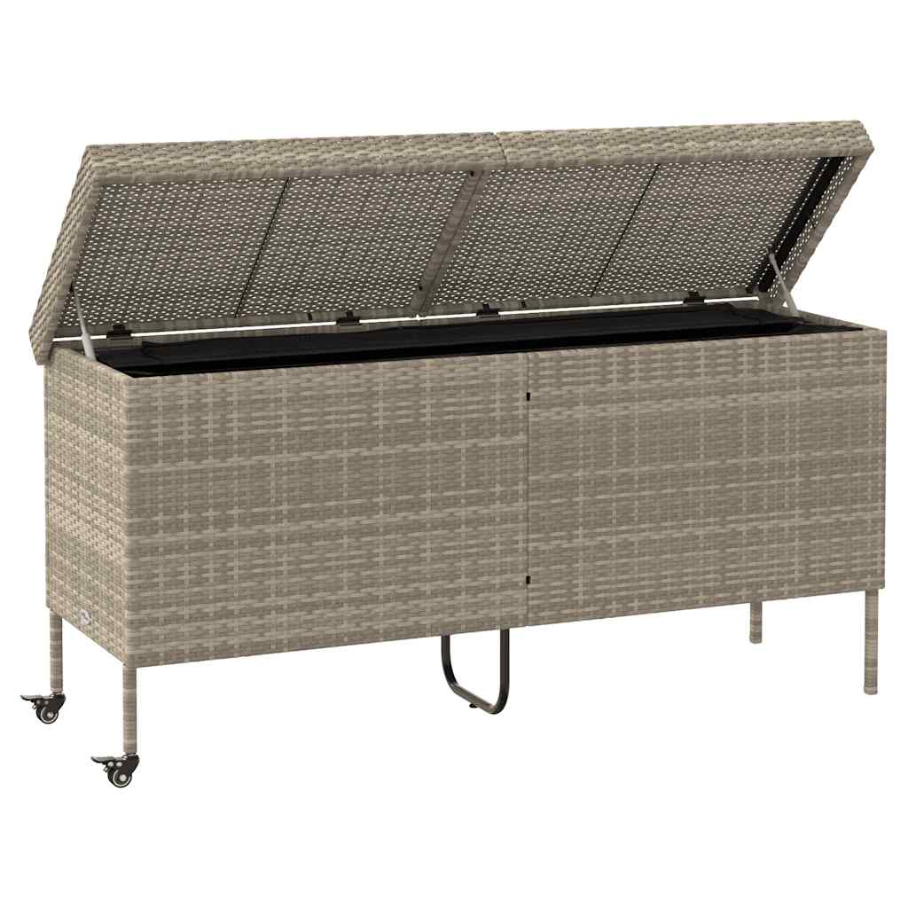 Gartentruhe mit Rollen Schwarz 110x55x73 cm Poly Rattan