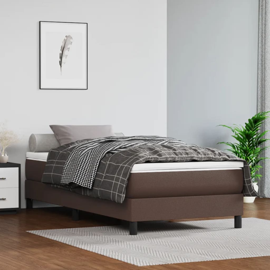 Taschenfederkernmatratze Mittel Schwarz 80x200x20 cm Kunstleder