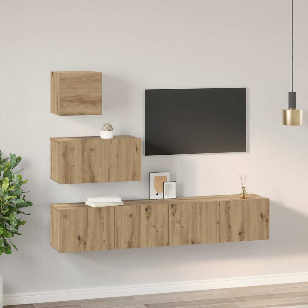 4-tlg. TV-Schrank-Set Weiß Holzwerkstoff
