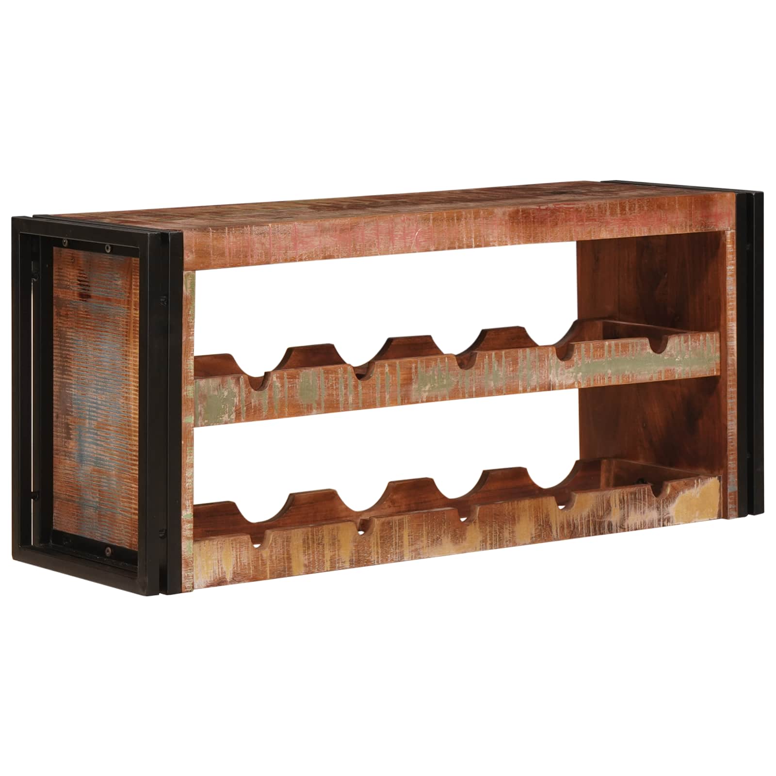 Weinregal Braun 60 x 45 x 33 cm Massives grobes Mangoholz