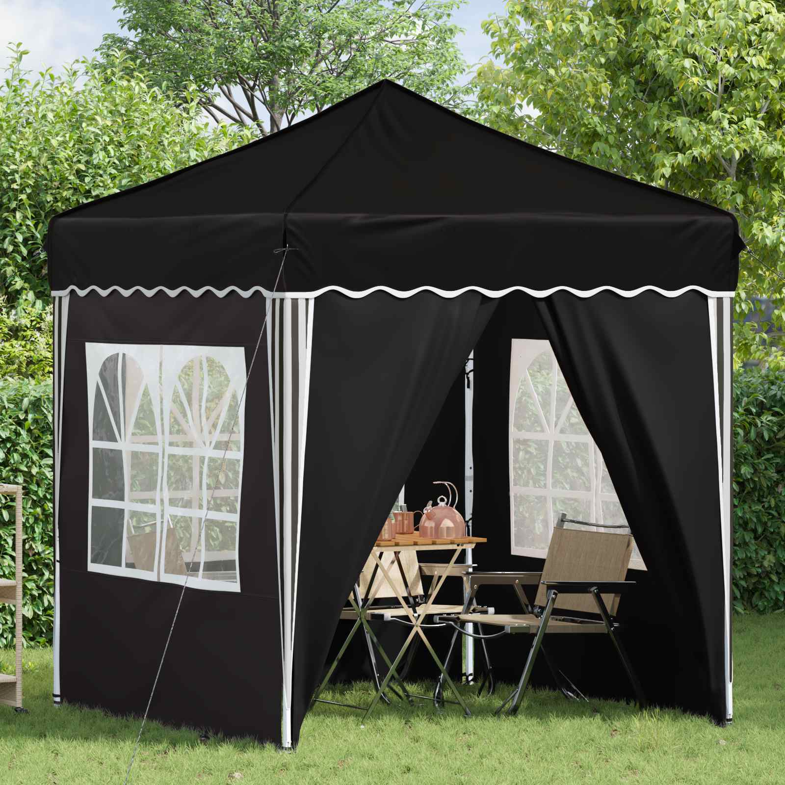 Pop-up Partyzelt 195 x 195 x 245 cm Creme Oxford-Stoff