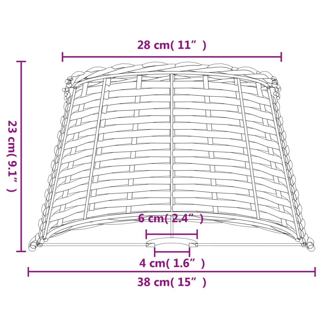 Lampenschirm Weiß Ø15x12 cm Korbweide