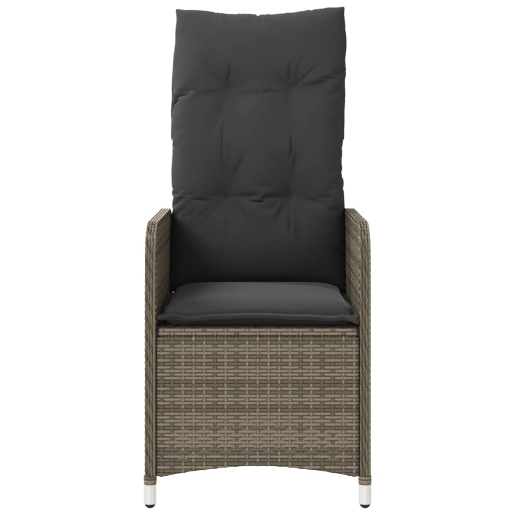 Gartensessel Verstellbar mit Kissen Schwarz Poly Rattan