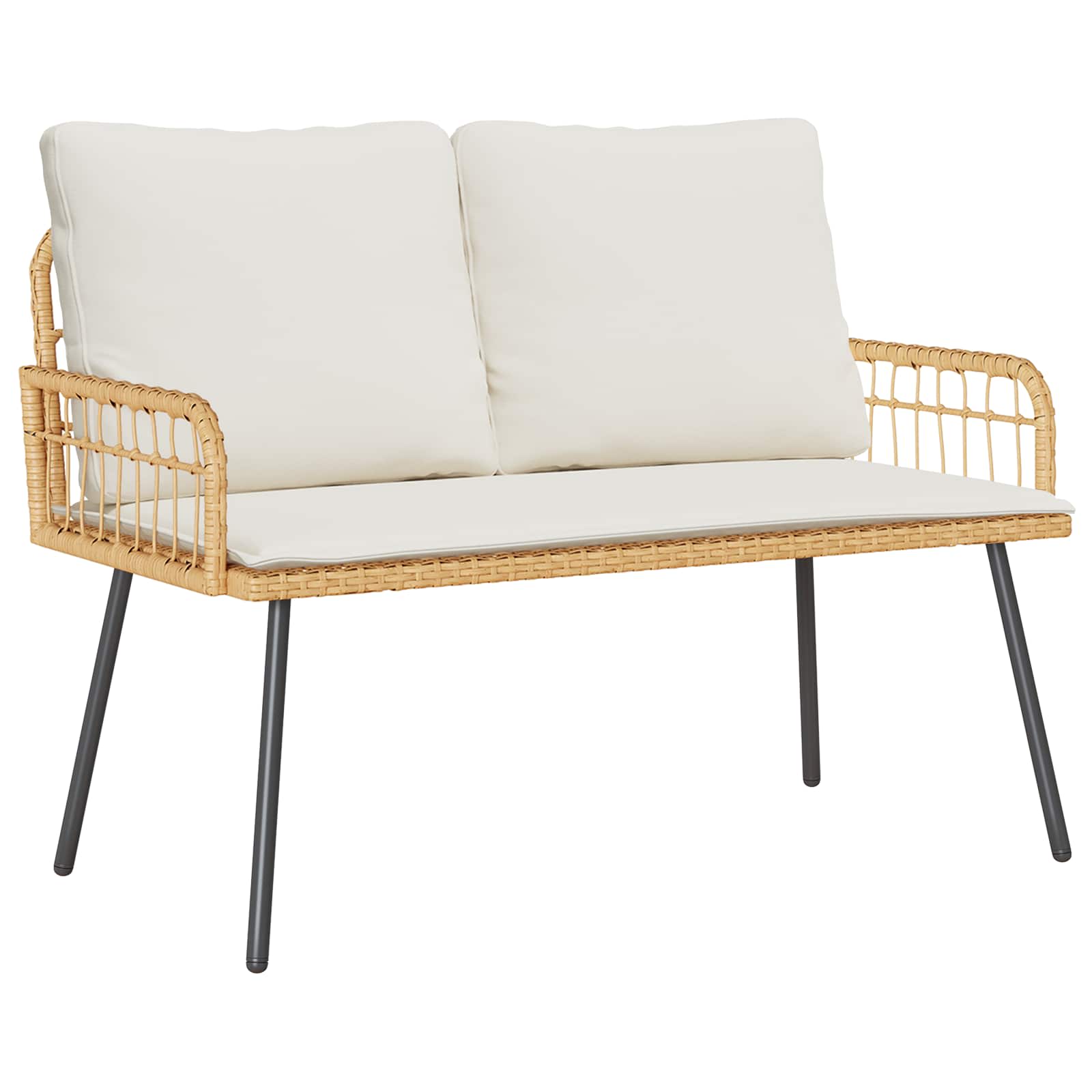 Gartensessel mit Kissen Schwarz Poly Rattan