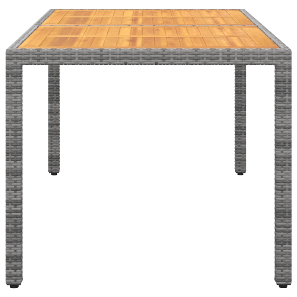 Gartentisch 150x90x75 cm Akazienholz und Poly Rattan Schwarz
