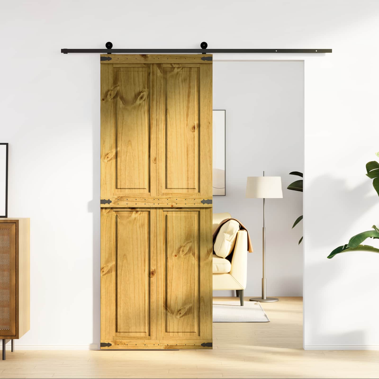 Scheunentür Corona Weiß 70 x 210 cm Massives Kiefernholz