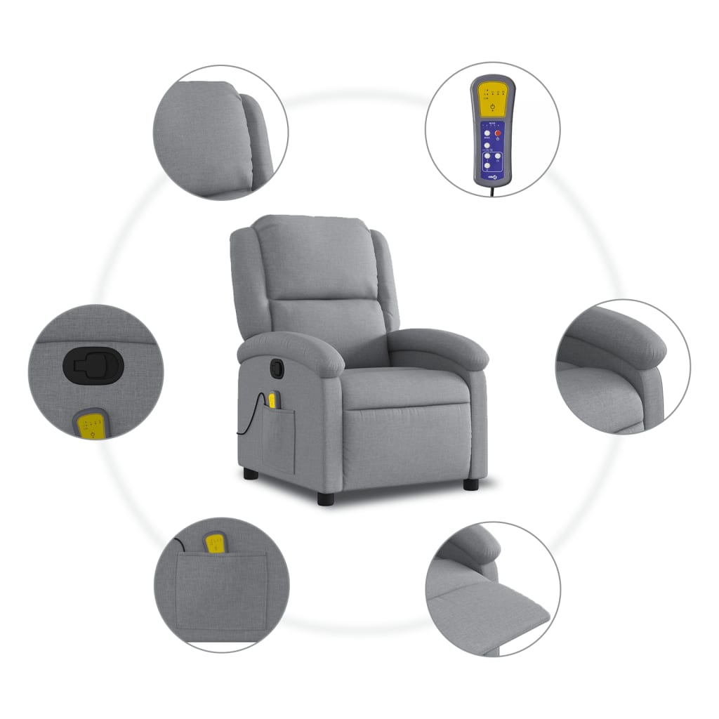Relaxsessel Elektrisch Hellgrau Stoff