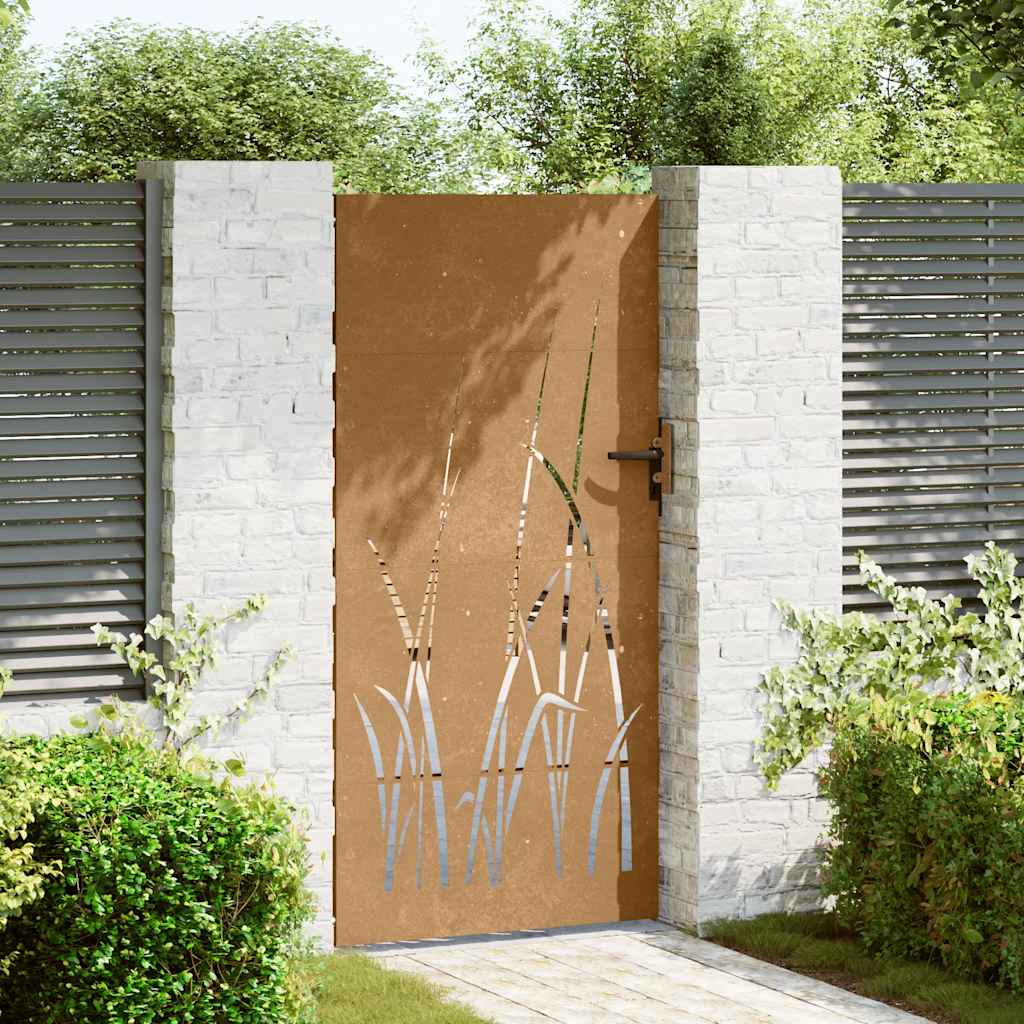 Gartentor 85x75 cm Cortenstahl Gras-Design