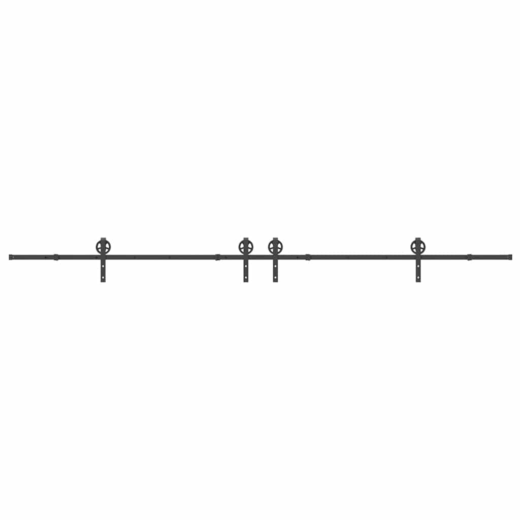 Schiebetürbeschlag-Set 366 cm Stahl Schwarz