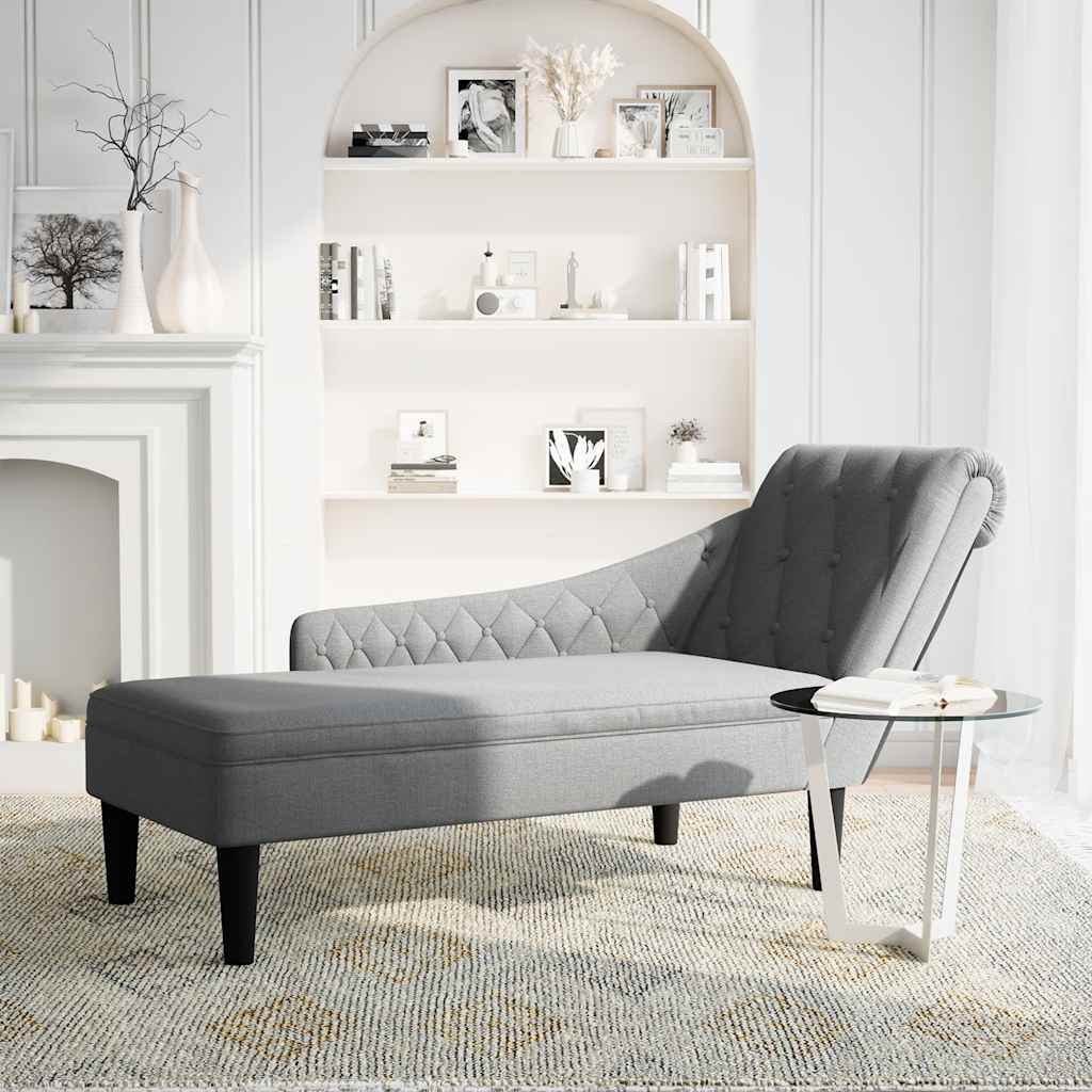Chaiselongue mit Kissen und Rechter Armlehne Schwarz Stoff