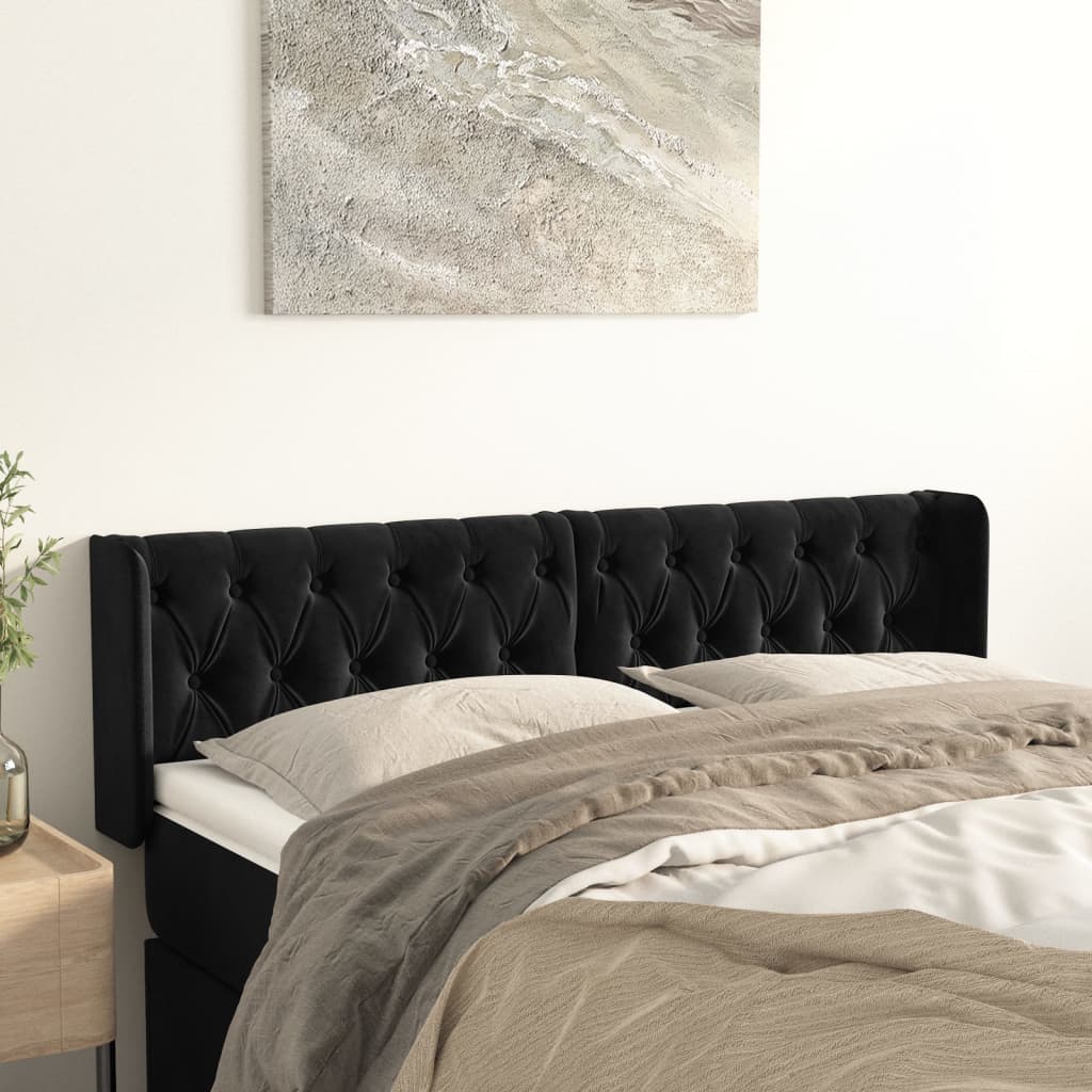 Kopfteil mit Ohren Dunkelblau 93x16x78/88 cm Samt