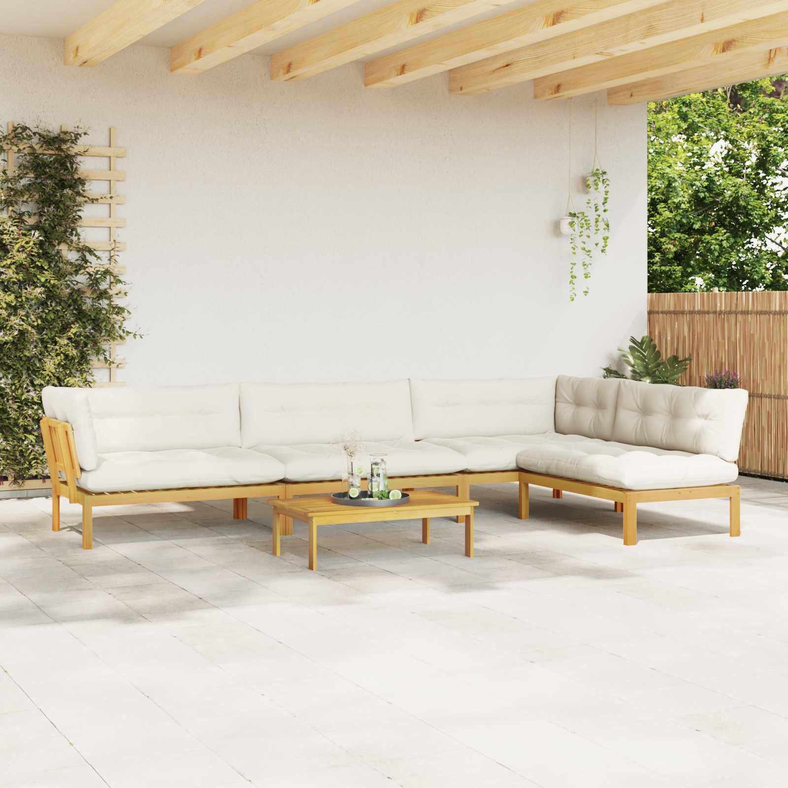 3-tlg. Garten-Sofagarnitur aus Paletten Massivholz Akazie