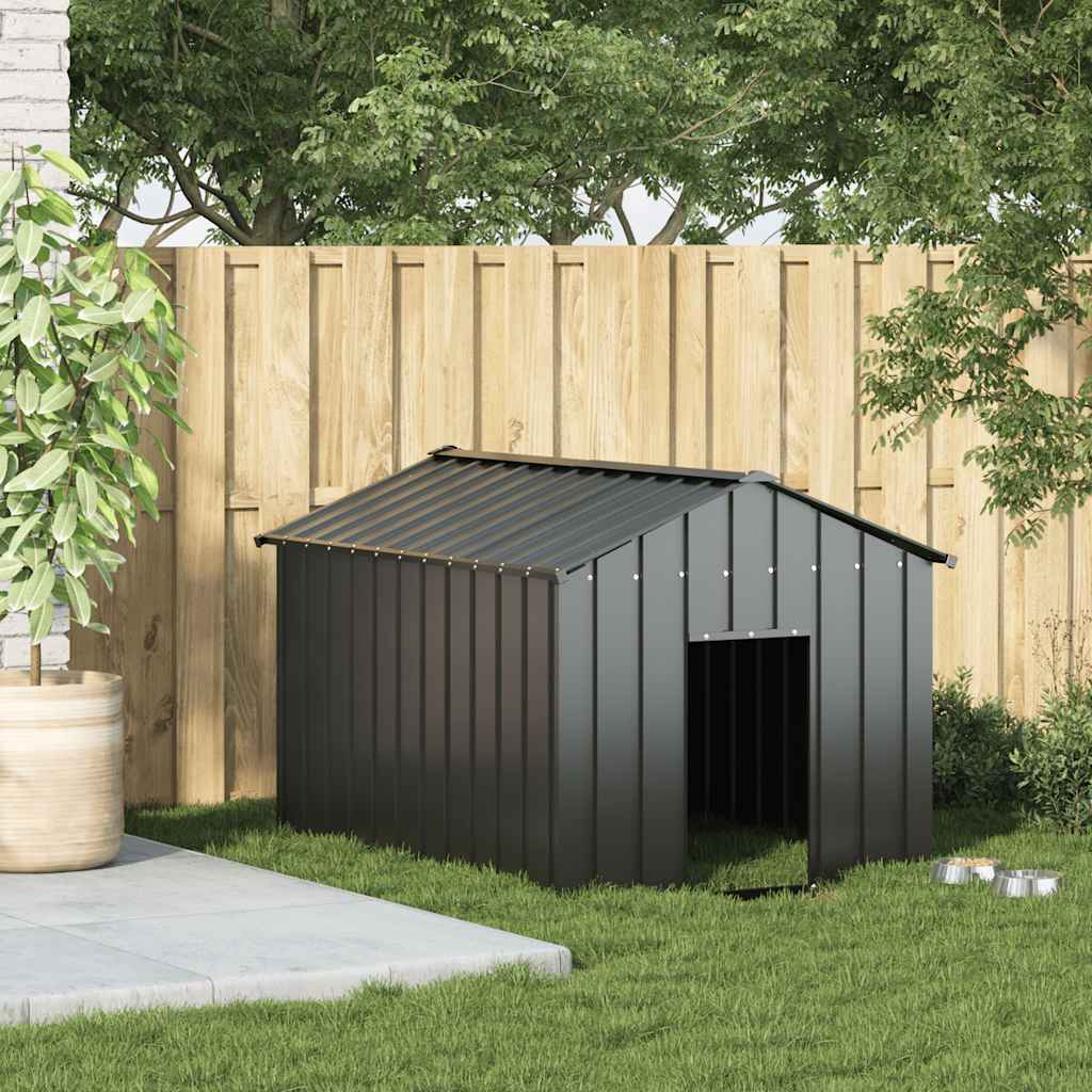 Hundehütte mit Dach 131x101x102 cm Verzinkter Stahl
